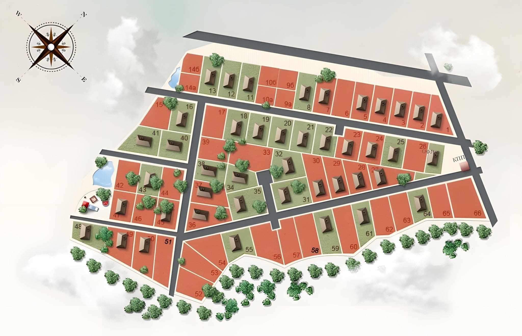 Коттеджные дома из клееного бруса на продажу на плане поселка Воскресенское на Ярославском шоссе